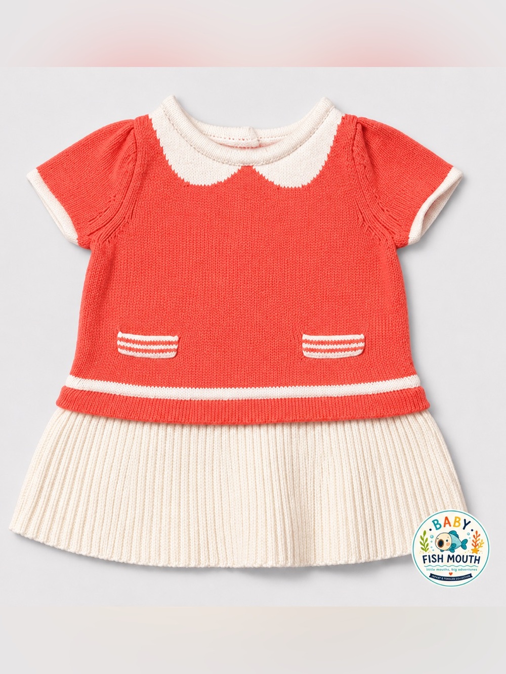 Janie and Jack Coral Knit Peter Pan Collar Sweater Dress 0–3 Months